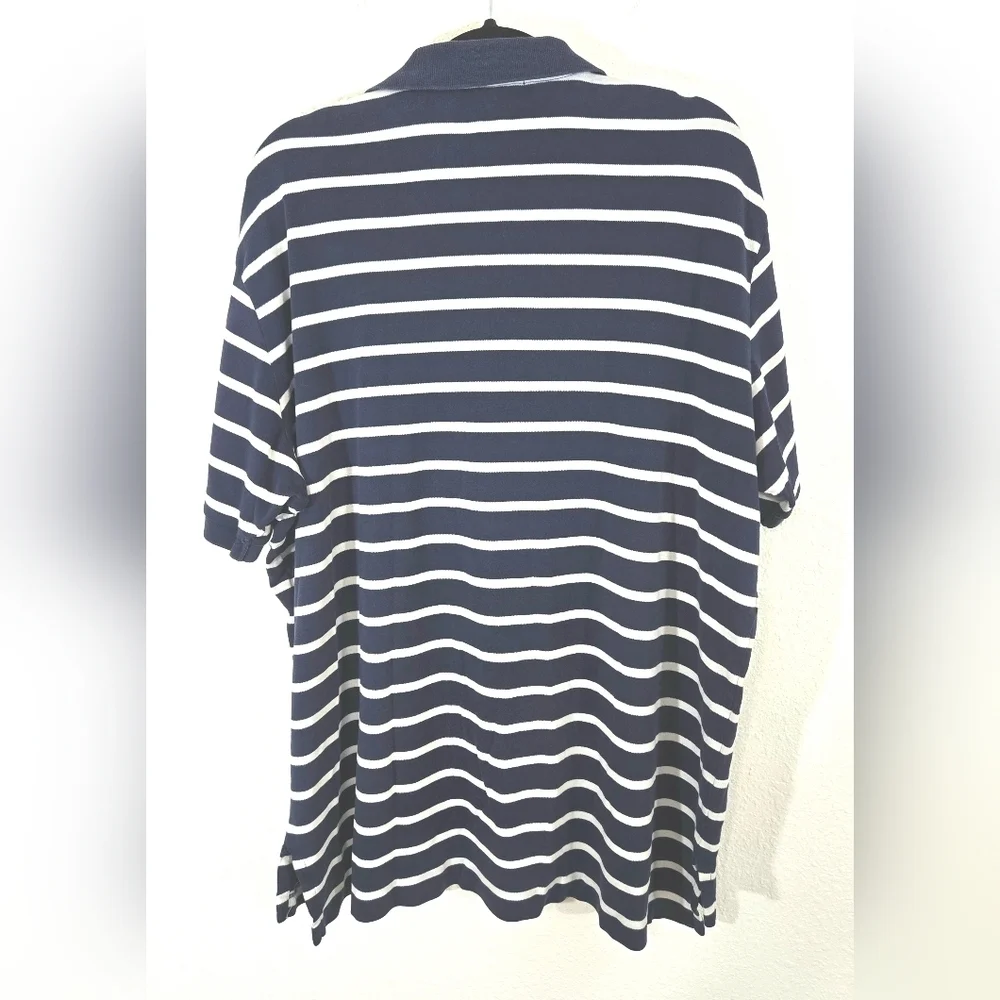Polo by Ralph Lauren Men's Blue/White Striped Polo Embroidered Logo Classic, XXL